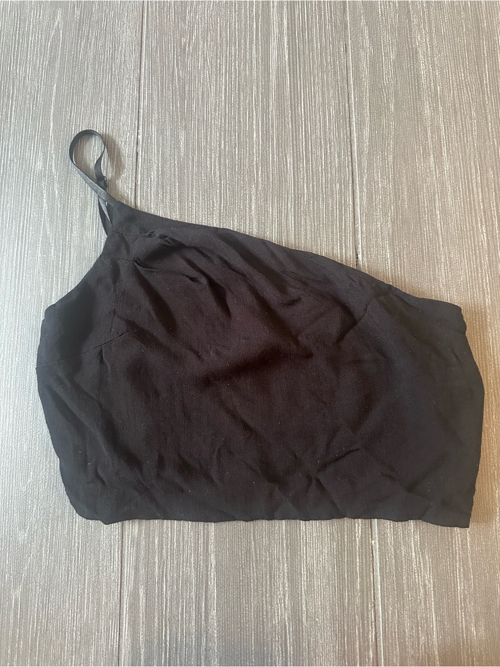 Black Linen One Strap Top